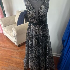 Elegant Black and Silver Evening Dress